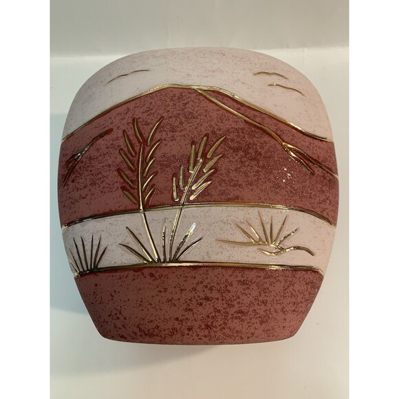 Southwest Native American Style Pottery Vase Enamel Gold Accents Inlay Veining - Picture 4 of 10